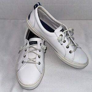 Sperry Top-Sider Women’s White Leather Sneakers Memory Foam Casual Shoes Size 8